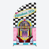 Aperturee - Aperturee Hiphop Plaid Fabulous 50s Dance Party Half Moon Arch Backdrop